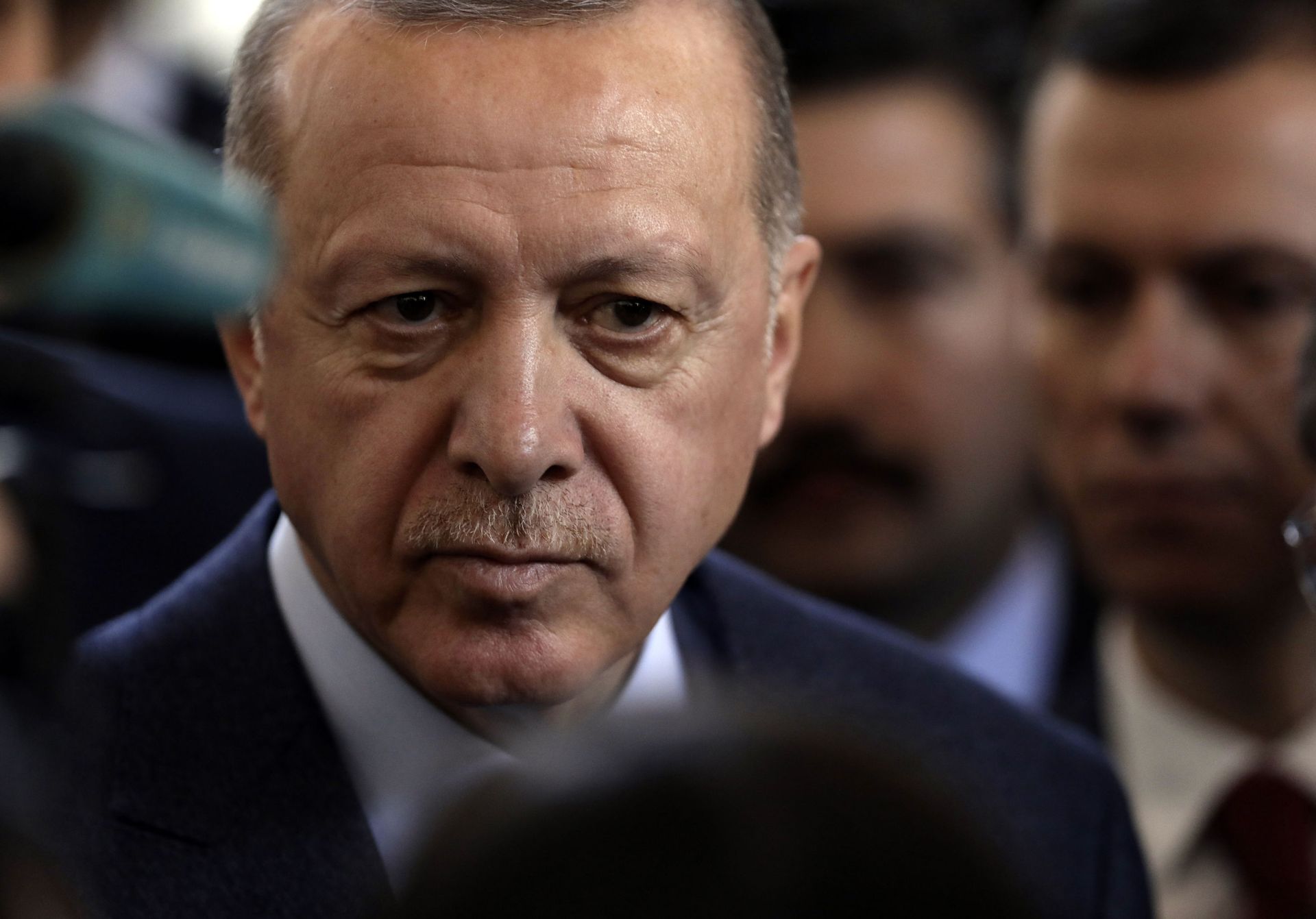 Turkish President Recep Tayyip Erdogan speaks to journalists at parliament, in Ankara, Turkey, Wednesday, Feb. 19, 2020. Erdogan said on Wednesday that time was running up for Syrian government forces to retreat from Syria's northwestern Idlib province and warned of an imminent Turkish intervention to force the retreat. - Sputnik International, 1920, 11.10.2021
