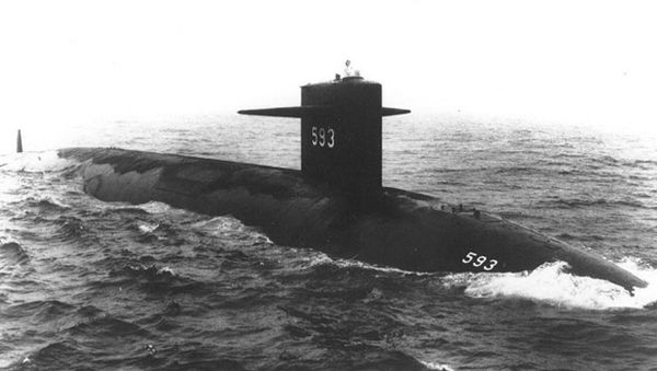 USS Thresher (SSN-593) Starboard bow view, taken at sea on 24 July 1961 - Sputnik International