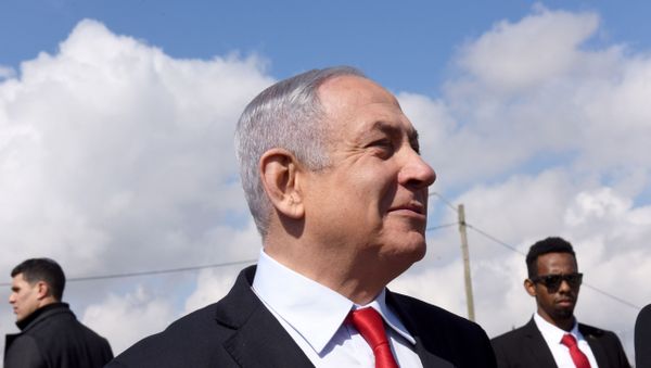Israeli Prime Minister Benjamin Netanyahu near the Israeli settlement of Har Homa - Sputnik International