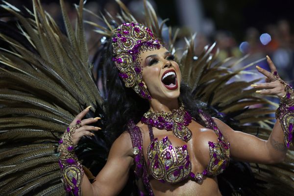 A Reveller from Barroca Zona Sul samba school performs during the first night of the Carnival parade at the Sambadrome in Sao Paulo, Brazil, February 21, 2020. A Reveller from Barroca Zona Sul samba school performs during the first night of the Carnival parade at the Sambadrome in Sao Paulo, Brazil, February 21, 2020. - Sputnik International