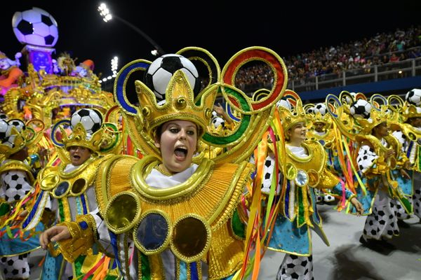 Revellers of the Tom Maior samba school perform during the first night of carnival in Sao Paulo Brazil at the city's Sambadrome early on February 22, 2020. Revellers of the Tom Maior samba school perform during the first night of carnival in Sao Paulo Brazil at the city's Sambadrome early on February 22, 2020. - Sputnik International