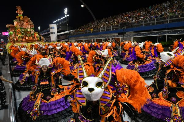 The Dragoes da Real samba school perform during the first night of carnival in Sao Paulo Brazil at the city's Sambadrome in the early hours of February 22, 2020. The Dragoes da Real samba school perform during the first night of carnival in Sao Paulo Brazil at the city's Sambadrome in the early hours of February 22, 2020. - Sputnik International