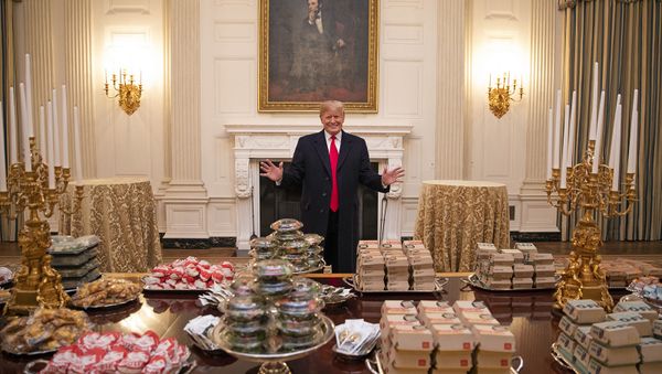 President Donald J. Trump welcomes members of the press to the State Dining Room Monday, January 14, 2019 - Sputnik International