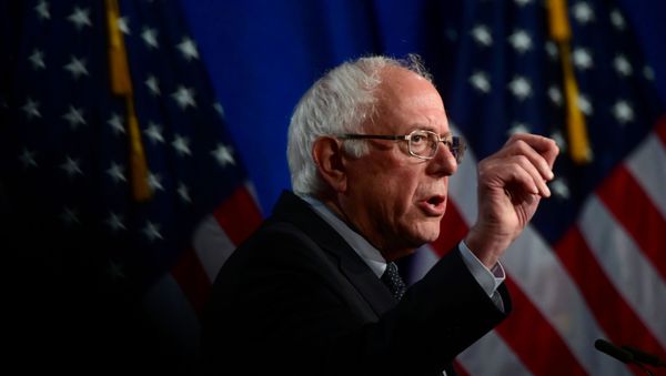 U.S. presidential candidate Senator Bernie Sanders (I-VT) delivers a speech to defend his support for a sweeping Medicare for All healthcare plan at George Washington University in Washington, U.S., July 17, 2019 - Sputnik International