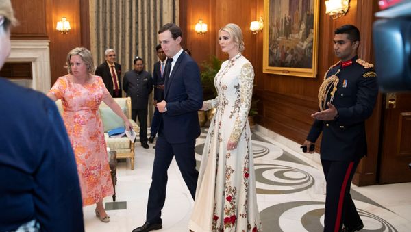 White House Senior Adviser Jared Kushner and his wife Ivanka Trump arrive for a state banquet at Rashtrapati Bhavan, in New Delhi, India February 25, 2020. White House Senior Adviser Jared Kushner and his wife Ivanka Trump arrive for a state banquet at Rashtrapati Bhavan, in New Delhi, India February 25, 2020. - Sputnik International