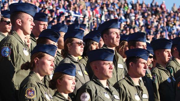 Gen. David Goldfein, chief of staff of the U.S. Air Force, shares his thoughts on changes made to the third verse of the U.S. Air Force song. (U.S. Air Force graphic) - Sputnik International