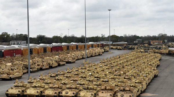 US military equipment preparing to be deployed to Europe for Defender-Europe 2020 drills. US military equipment preparing to be deployed to Europe for Defender-Europe 2020 drills. - Sputnik International
