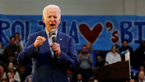 Democratic U.S. presidential candidate and former U.S. Vice President Joe Biden yells during a campaign event at Saint Augustine's University in Raleigh, North Carolina, U.S., February 29, 2020.  REUTERS/Elizabeth Frantz - Sputnik International