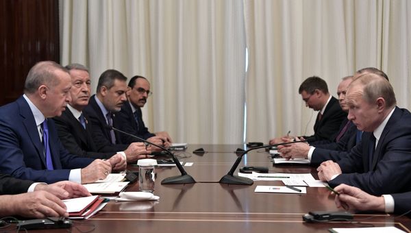 Russian President Vladimir Putin's meeting with his Turkish counterpart Recep Erdogan as part of International conference on Libya in Berlin on 19 January, 2020 - Sputnik International