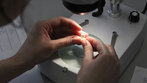 A company employee checks the quality of the ceramic implants (File) A company employee checks the quality of the ceramic implants (File) - Sputnik International