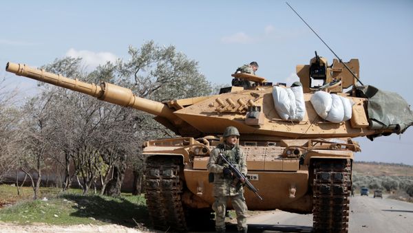 A Turkish soldier  east of Idlib city in northwestern Syria - Sputnik International