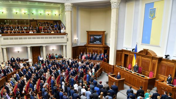 Lawmakers during the solemn opening and first sitting of the new parliament, the Verkhovna Rada, in Kiev Lawmakers during the solemn opening and first sitting of the new parliament, the Verkhovna Rada, in Kiev - Sputnik International