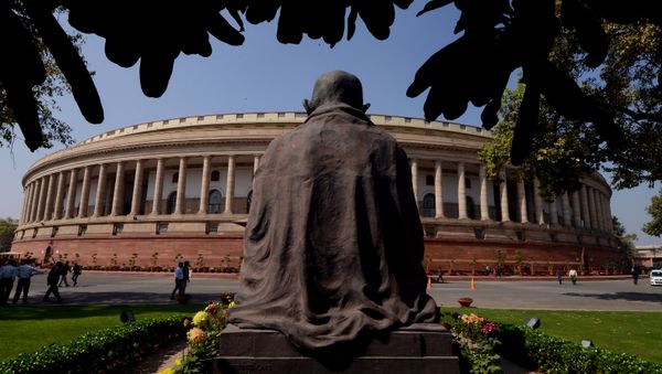 A general view of the Indian Parliament building during the opening of the budget session in New Delhi on February 23, 2016. The session began with the general budget to be tabled on February 29 - Sputnik International