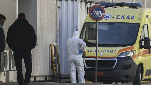 Entrance to the emergency room at Patras University Hospital in Rio, outside Patras, southwestern Greece - Sputnik International