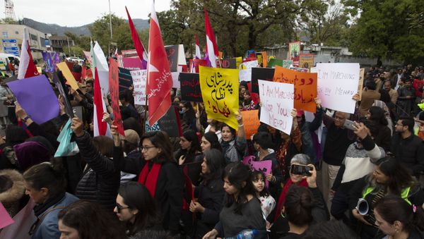 Activists of Pakistan civil society observe International Women's Day at a rally in Islamabad, Pakistan, Sunday, March 8, 2020. Pakistanis held rallies across the country. Officially recognized by the United Nations in 1977, it is celebrated around the world on March 8. - Sputnik International