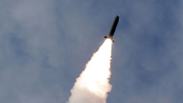 A missile is seen as North Korean leader Kim Jong-Un visits a drill of long-range artillery sub-units of the Korean People's Army, in North Korea in this image released by North Korea's Korean Central News Agency (KCNA) on March 2, 2020 - Sputnik International