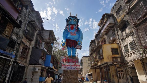 An effigy depicting the coronavirus, that will be burnt during a ritual known as Holika Dahan, which is part of Holi festival celebrations, is seen at a residential area in Mumbai, India, March 9, 2020. REUTERS/Hemanshi Kamani An effigy depicting the coronavirus, that will be burnt during a ritual known as Holika Dahan, which is part of Holi festival celebrations, is seen at a residential area in Mumbai, India, March 9, 2020. REUTERS/Hemanshi Kamani - Sputnik International