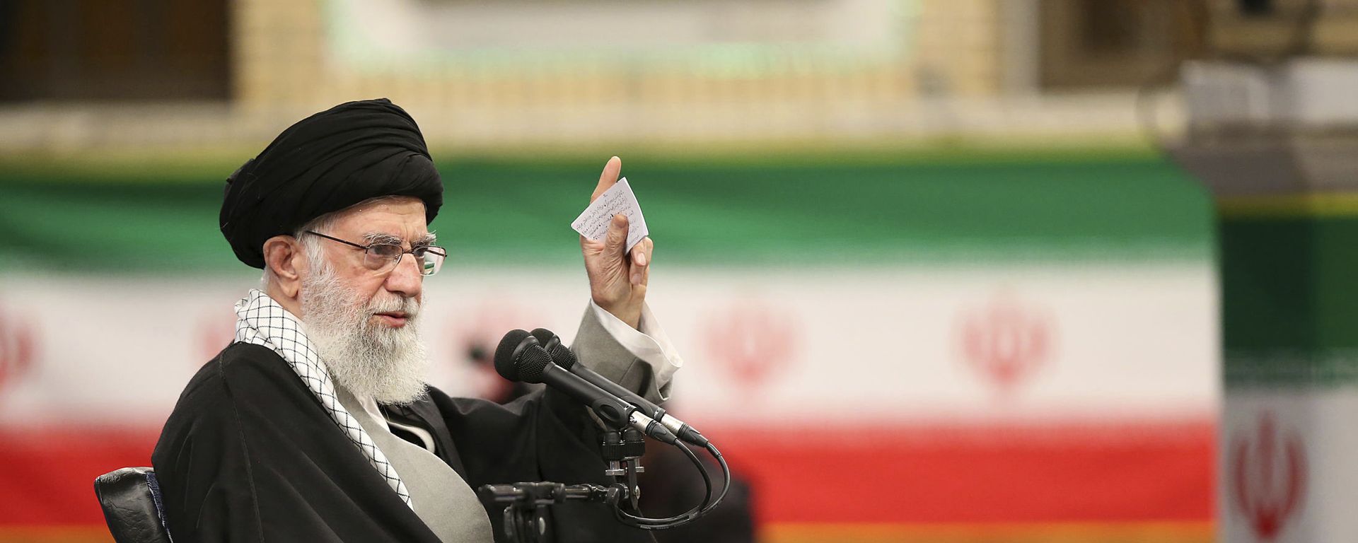 In this photo released by the official website of the office of the Iranian supreme leader, Supreme Leader Ayatollah Ali Khamenei speaks in a meeting in Tehran, Iran, Feb. 5, 2020. In this photo released by the official website of the office of the Iranian supreme leader, Supreme Leader Ayatollah Ali Khamenei speaks in a meeting in Tehran, Iran, Feb. 5, 2020. - Sputnik International, 1920, 27.10.2024