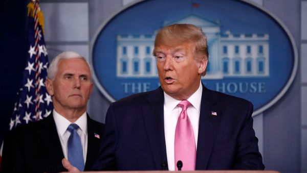 U.S. President Donald Trump stands with Vice President Mike Pence and members of his coronavirus task force for a news conference at the White House in Washington, U.S., February 26, 2020. U.S. President Donald Trump stands with Vice President Mike Pence and members of his coronavirus task force for a news conference at the White House in Washington, U.S., February 26, 2020. - Sputnik International