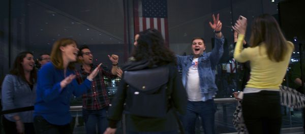 Campaign staff cheer after Democratic Presidential candidate former Vice President Joe Biden addressed media during a primary night event on March 10, 2020 in Philadelphia, Pennsylvania - Sputnik International