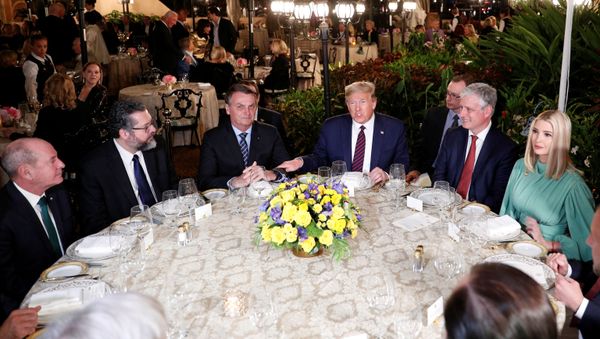 US President Donald Trump hosts a working dinner with Brazilian President Jair Bolsonaro at the Mar-a-Lago resort US President Donald Trump hosts a working dinner with Brazilian President Jair Bolsonaro at the Mar-a-Lago resort - Sputnik International