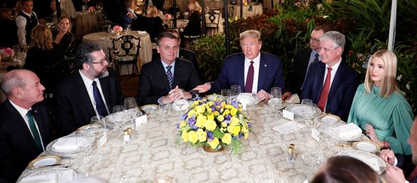US President Donald Trump hosts a working dinner with Brazilian President Jair Bolsonaro at the Mar-a-Lago resort - Sputnik International