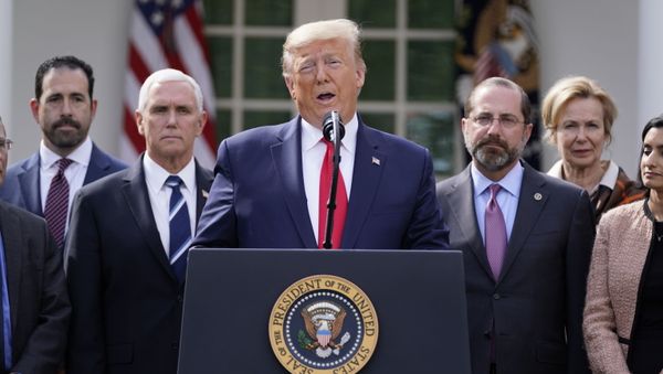 President Donald Trump speaks during a news conference about the coronavirus in the Rose Garden of the White House, Friday, March 13, 2020, in Washington. President Donald Trump speaks during a news conference about the coronavirus in the Rose Garden of the White House, Friday, March 13, 2020, in Washington. - Sputnik International