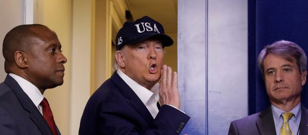 U.S. President Donald Trump speaks as he leaves after a press briefing with members of the Coronavirus Task Force at the White House in Washington, U.S., March 14, 2020 U.S. President Donald Trump speaks as he leaves after a press briefing with members of the Coronavirus Task Force at the White House in Washington, U.S., March 14, 2020 - Sputnik International
