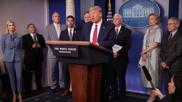 US President Donald Trump addresses his administration's daily coronavirus task force briefing US President Donald Trump addresses his administration's daily coronavirus task force briefing - Sputnik International