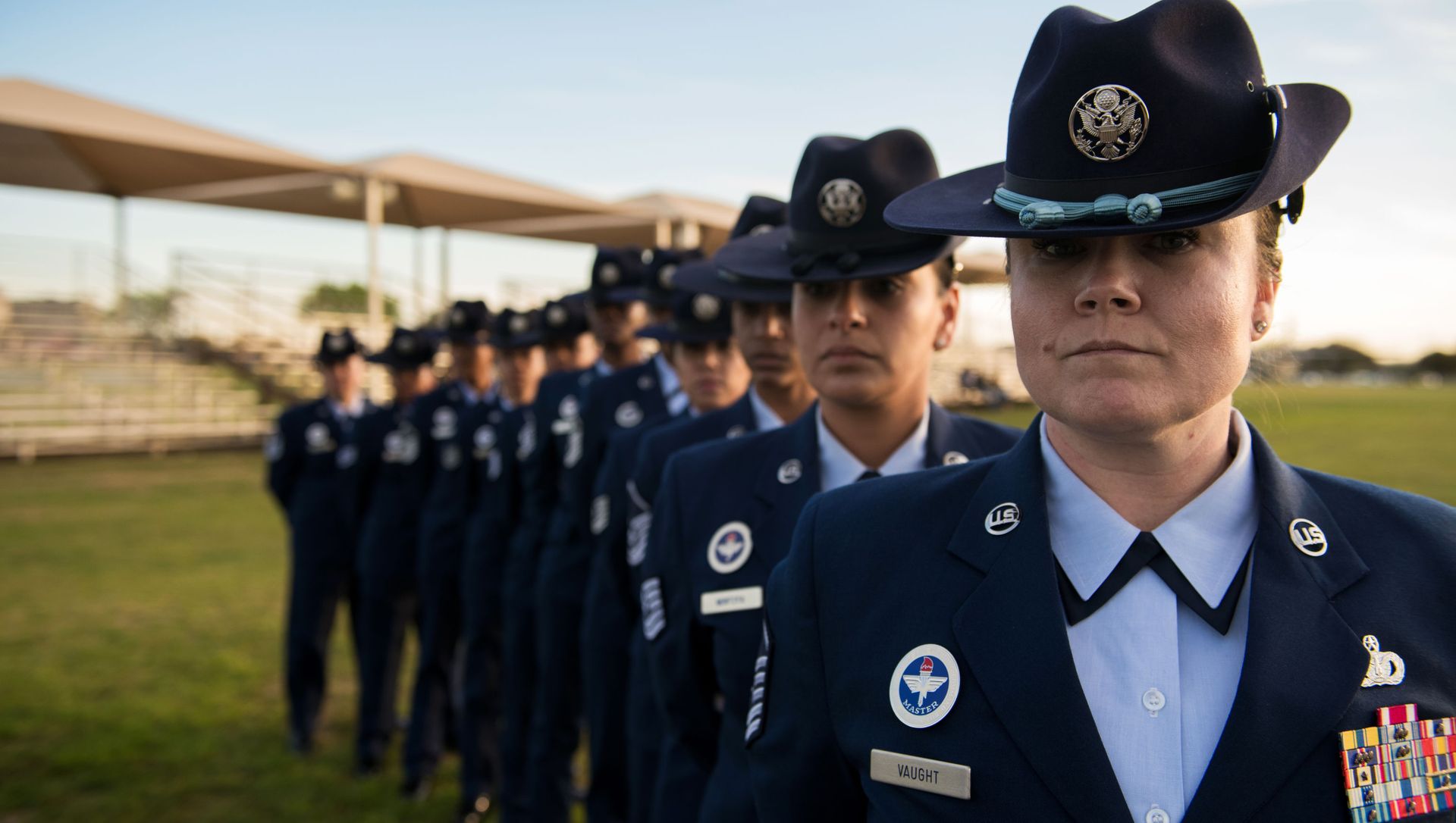 U.S. Air Force female military training instructors, 737th Training Group, pose for a photo before the basic military training graduation parade in support of Women’s History Month, March 6, 2020 U.S. Air Force female military training instructors, 737th Training Group, pose for a photo before the basic military training graduation parade in support of Women’s History Month, March 6, 2020 - Sputnik International, 1920, 19.02.2021