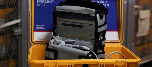A ventilator is seen at the New York City Emergency Management Warehouse, where 400 ventilators arrived and before being shipped out for distribution, due to concerns over the rapid spread of coronavirus disease (COVID-19) in the Brooklyn borough of New York City, U.S., March 24, 2020 - Sputnik International