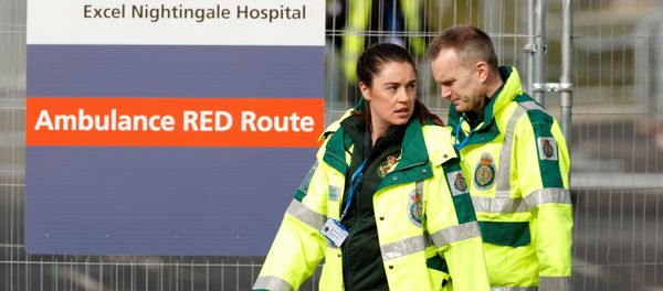 Medical staff outside NHS Nightingale hospital as the spread of the coronavirus disease (COVID-19) continues, London, Britain, April 2, 2020 Medical staff outside NHS Nightingale hospital as the spread of the coronavirus disease (COVID-19) continues, London, Britain, April 2, 2020 - Sputnik International