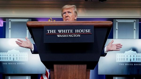 U.S. President Donald Trump speaks about the administration's response to the coronavirus disease (COVID-19) outbreak during the daily coronavirus task force briefing at the White House in Washington, U.S., April 5, 2020 - Sputnik International