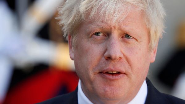 British Prime Minister Boris Johnson delivers a joint statement with French President Emmanuel Macron (not seen) before a meeting on Brexit at the Elysee Palace in Paris, France, August 22, 2019. - Sputnik International
