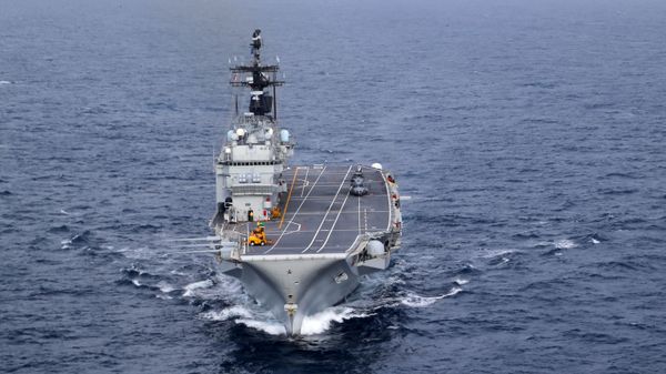 In this Friday, Nov. 25, 2016 photo, the Italian Navy Giuseppe Garibaldi light aircraft carrier, seen from a helicopter, sails on the Mediterranean Sea, off the coast of Sicily, part of the European Union's naval force Operation Sophia. Operation Sophia was launched to disrupt human smuggling operations in the Central Mediterranean. - Sputnik International
