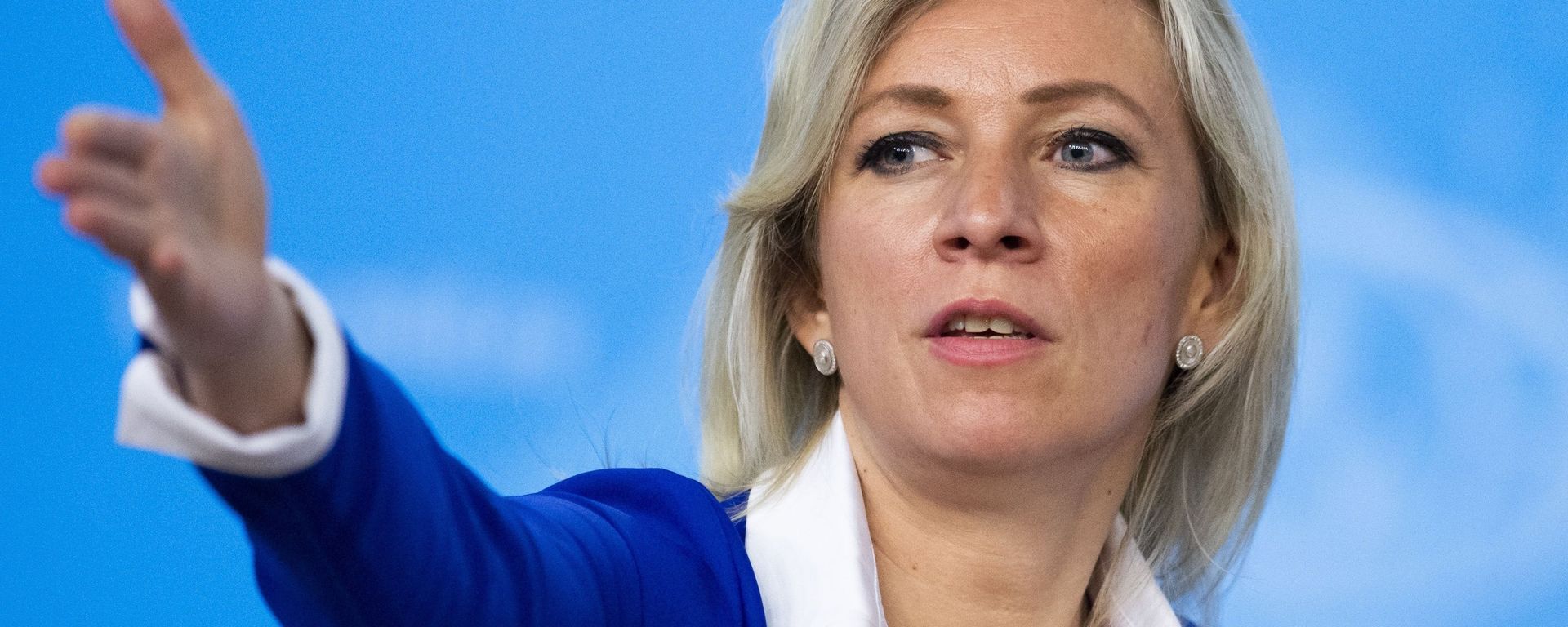 Russian Foreign Ministry spokesperson Maria Zakharova gestures as she attends Russian Foreign Minister Sergey Lavrov's annual roundup news conference summing up his ministry's work in 2019, in Moscow, Russia, Friday, Jan. 17, 2020.  - Sputnik International, 1920, 03.07.2024
