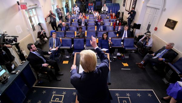 U.S. President Donald Trump addresses the daily coronavirus task force briefing at the White House in Washington, U.S., April 8, 2020 U.S. President Donald Trump addresses the daily coronavirus task force briefing at the White House in Washington, U.S., April 8, 2020 - Sputnik International
