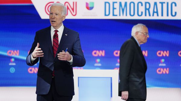 In this March 15, 2020, file photo, former Vice President Joe Biden prepares for a Democratic presidential primary debate with Sen. Bernie Sanders, I-Vt., at CNN Studios in Washington. - Sputnik International