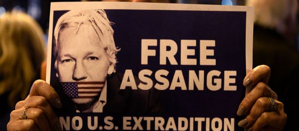 A demonstrator holds a sign during a protest called by Catalan National Assembly (ANC) under the motto Journalism is not a crime to support WikiLeaks founder Julian Assange in Barcelona on February 24, 2020. - Sputnik International