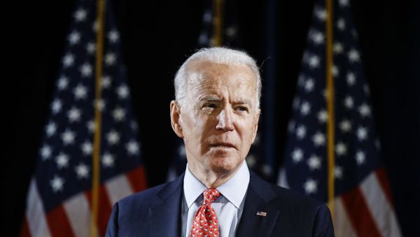 Democratic presidential candidate former Vice President Joe Biden speaks about the coronavirus Thursday, March 12, 2020, in Wilmington, Del. Democratic presidential candidate former Vice President Joe Biden speaks about the coronavirus Thursday, March 12, 2020, in Wilmington, Del. - Sputnik International