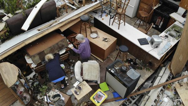 Drone footage of Emma Pritchett's home after a tornado hit on Monday, April 13, 2020, in Chatsworth, Ga.  - Sputnik International