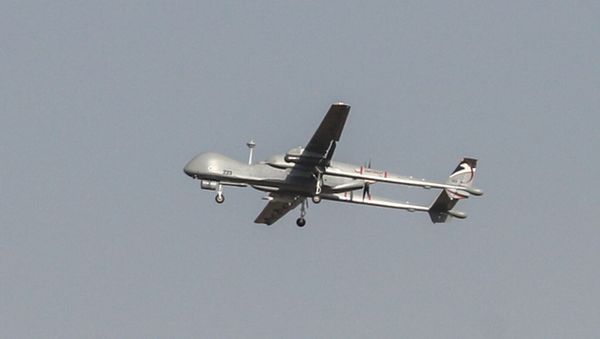 An Israeli Heron military drone flies over the southern Israeli city of Ashdod near the border with Gaza on November 13, 2019 - Sputnik International