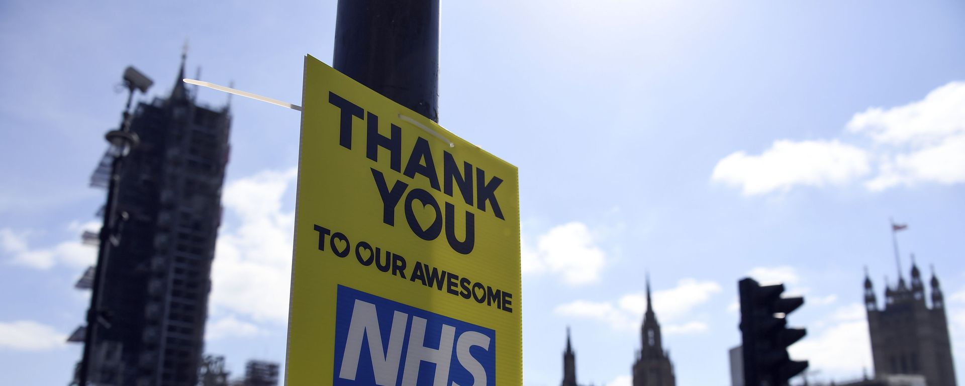 A message in support to the NHS is seen in Westminster, during to the Coronavirus outbreak, in London, Tuesday, April 14, 2020 A message in support to the NHS is seen in Westminster, during to the Coronavirus outbreak, in London, Tuesday, April 14, 2020 - Sputnik International, 1920, 10.02.2021