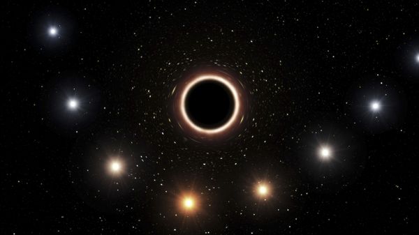 This artist's impression provided by the European Southern Observatory in July 2018 shows the path of the star S2 as it passes close to the supermassive black hole at the center of the Milky Way galaxy - Sputnik International
