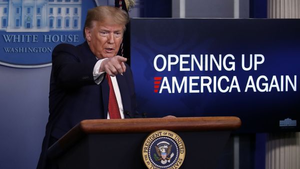 President Donald Trump in the James Brady Press Briefing Room of the White House - Sputnik International