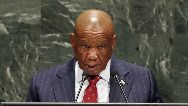 In this Friday, Sept. 27, 2019, file photo Lesotho's Prime Minister Thomas Motsoahae Thabane addresses the 74th session of the United Nations General Assembly. Thabane will be charged with the June 2017 killing of his former wife, Lipolelo, a top police official said Thursday, Feb. 20, 2020.  - Sputnik International