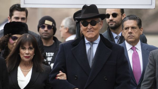 Roger Stone accompanied by his wife Nydia Stone, left, arrives for his sentencing at U.S. District Court in Washington, Thursday, Feb. 20, 2020 - Sputnik International