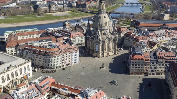 The center of Dresden with the Frauenkirche and the Neumarkt is deserted because of the restrictions during the coronavirus outbreak inn Dresden, Germany, Wednesday, April 6, 2020 - Sputnik International