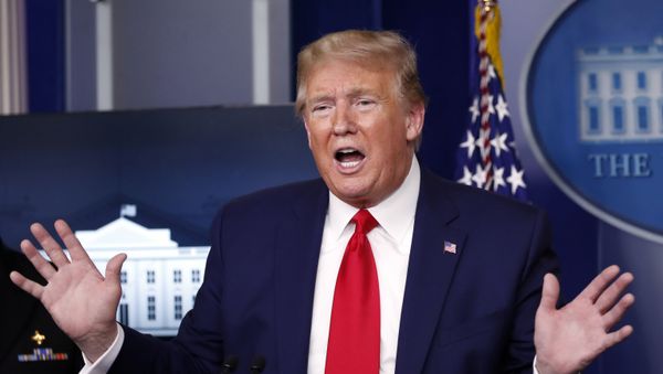 President Donald Trump speaks about the coronavirus in the James Brady Press Briefing Room of the White House, Monday, April 20, 2020, in Washington. (AP Photo/Alex Brandon) - Sputnik International