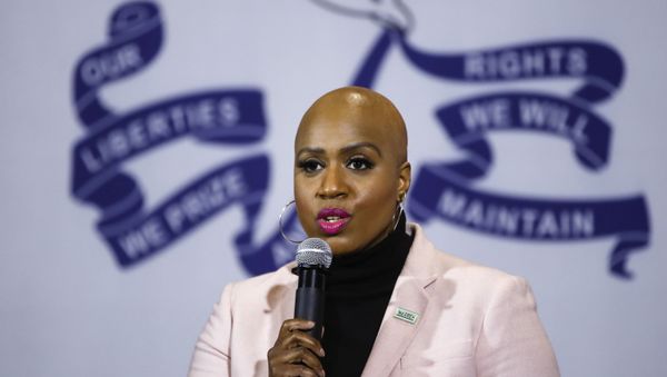 Rep. Ayanna Pressley, D-Mass., speaks as a surrogate of Democratic presidential candidate Sen. Elizabeth Warren, D-Mass., during a campaign event, Friday, Jan. 31, 2020, in Ames, Iowa. - Sputnik International